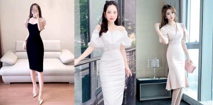 Mẫu đầm boby xẻ tà trước